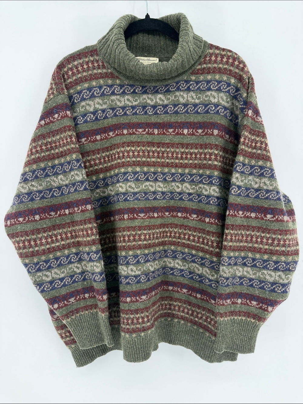 Vintage Eddie Bauer Wool Alpaca Fair Isle Sweater Women’s 2X Cowl Neck